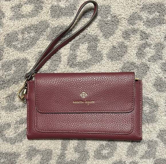 Nanette Lepore Handbags - Nanette Lepore Pebble Grain Burgundy Wristlet Wallet with Card Slots